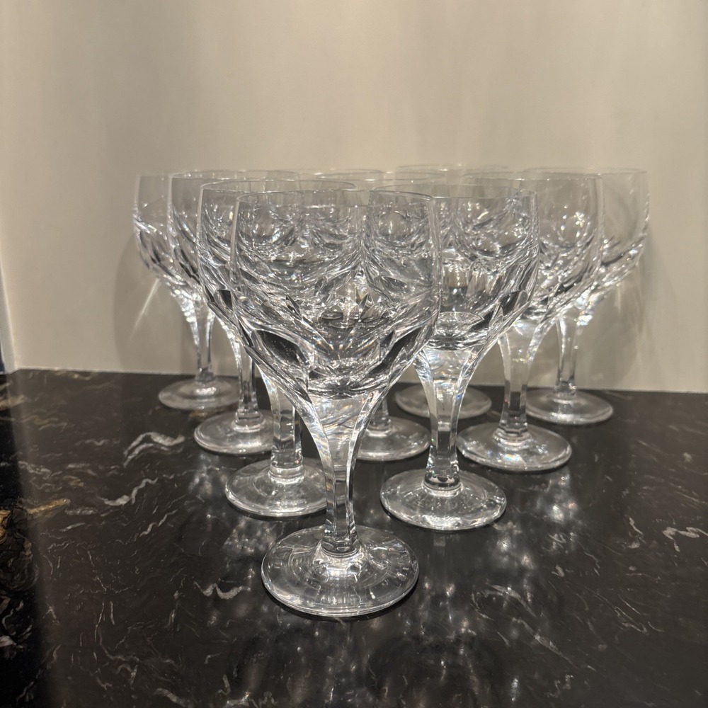 Atlantis Evora Cut Crystal 9 oz. Water Glasses Goblets - Set Of 10
